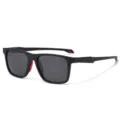Occhiali da sole sportivi polarizzati uomo quadrato moda guida pesca montatura nera chic - Nero Sabbia Rosso / Lente Grigia