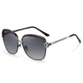 Occhiali da sole donna grandi sopracciglio metallo lenti sfumate, elegante stile di lusso giornaliero. - 8712 Montatura Caffè Argento Lente Grigio Sfumato
