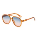 Classici occhiali da sole aviatore oversize con lenti sfumate e montatura tartarugata. - Montatura Arancione Trasparente Lente Blu Arancione