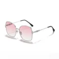 Donna moda occhiali da sole rosa sfumato montatura metallo argento protezione UV lusso - Montatura Argentata Lente Rosa Sfumata