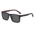 Occhiali da sole polarizzati uomo montatura quadrata classica stile con strisce rosse verdi - Montatura Marrone Nera Lente Grigia