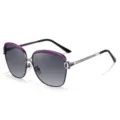 Occhiali da sole in metallo da donna lente sfumata viola montatura grande variante - 8712 Montatura Viola Argento Lente Grigio Sfumato