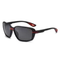 Occhiali da sole polarizzati quadrati nero rosso per uomo sport ciclismo e guida. - Montatura Nero Rosso Lente Grigia