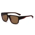 Lunettes de soleil polarisées rétro pour hommes avec monture marron et branches rouges stylées. - Monture Café Verres Thé
