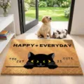 Felpudo de coco antideslizante alfombra entrada gato negro lindo para el hogar - Avatar de Gato / 40*60cm
