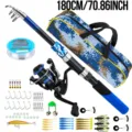 Caña de pescar telescópica portátil 1.8m carrete bolsa de camuflaje y equipo de pesca. - Set de Caña y Carrete de 1.8m