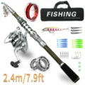 Set de Caña de Pescar Telescópica 2.4m 7.9ft con Carrete Señuelos Bolsa Portátil Pro - Set de 2.4m