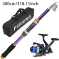 Canne à pêche télescopique et moulinet spinning avec sac de rangement 300cm eau douce - Kit Canne 3M + Moulinet + Sac