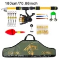 Portable telescopic fishing rod set with reel and lures, ideal for kids outdoor fishing. - Yellow 1.8m