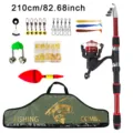 Conjunto de caña de pescar telescópica portátil de 210cm y carrete con accesorios completos. - 2,1 Metros / Rojo