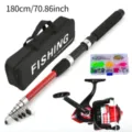 Set de caña de pescar telescópica con carrete, bolso y anzuelos para principiantes, 180cm. - 1.8M Conjunto de Aparejos de Pesca