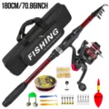 1.8M Telescopic Fishing Rod and Spinning Reel Combo Set with Bag and Lures Gear Set - 1.8m Fishing Rod Set