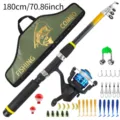 1.8M Blue Fishing Rod Combo Set with Telescopic Spinning Reel Lure Baits and Bag - 1.8m Fishing Rod Set
