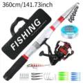 3.6M Caña de Pesca Telescópica y Carrete Set con Señuelos y Línea Mar Equipo - Kit de Caña de Pescar 3.6M / Plateado Rojo