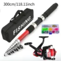 Set de caña de pescar telescópica con carrete, bolsa y caja de cebos para principiantes 300cm - Set de Pesca de 3.0M