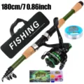 1.8M telescopic fishing rod set with spinning reel bag fishing line and lure box kit - 1.8m Fishing Rod Set
