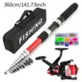 Set de Caña de Pesca Telescópica 360cm con Carrete Caja de Señuelos Kit Principiante - Set de Pesca de 3.6M