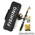 Set de caña de pescar telescópica con carrete y anzuelos kit de 210cm para principiantes - 2.1m