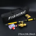 Set de caña de pescar telescópica de 2.7m con carrete, bolsa y señuelos para deportes al aire libre. - Juego de Caña de Pescar 2.7M