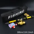 Juego de cana de pesca telescopica con carrete caja de aparejos de pesca portatil 300cm - Conjunto de aparejos de pesca de 3 m