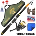 Caña de pescar telescópica de 1.8M y carrete conjunto completo de señuelos equipo - Kit de Caña de Pesca
