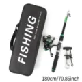 1.8M telescopic fishing rod set with spinning reel fish gripper and carrying bag for outdoor. - Green Rod Reel Gripper Bag