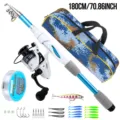 Caña de pescar telescópica 1.8M con carrete, bolso de camuflaje y señuelos para pesca. - Set de Caña de Pescar 1.8m