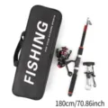 1.8M telescopic fishing rod set with spinning reel fish gripper and storage bag for outdoor fishing. - Red Rod Reel Gripper Bag