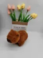 Brown capybara plush toy detail, soft fluffy stuffed animal doll, cute design cartoon toy. - 20cm / Brown