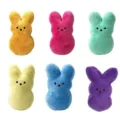 Close-up details of colorful Easter bunny plush toys, soft cute stuffed doll toy variants. - Six-Color Family Set