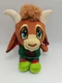 Cute goat plush toy animal doll with horns and green jersey, soft stuffed toy for kids and fans. - Will 24cm