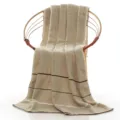Asciugamano da bagno a righe in puro cotone beige coperta assorbente morbido tessuto - 70*140cm / Verde Scuro