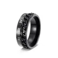 Black stainless steel spinner ring with Roman numerals fashion anxiety relief band jewelry - Size 5 / Black Roman Numeral Style (JWR822-BK)