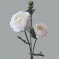 Artificial ranunculus flower 3 heads silk peony fake flower for living room home decor tabletop - White