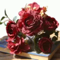 Artificial red rose bouquet vintage fake flowers home table decor floral arrangement art - Red