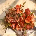 Bouquet di fiori artificiali rosa ortensia vintage per decorazione casa foto rosso - Arancione