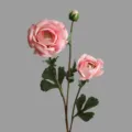 Artificial Ranunculus 3-Head Pink Silk Flower Branch Home Living Room Table Centerpiece - Pink