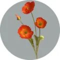 Artificial 4-head poppy flower simulation bouquet for home decoration and wedding floral arrangement. - Orange Red