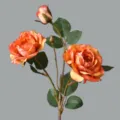 Vintage autumn artificial peony flower branch for home decor living room tabletop arrangement - Orange