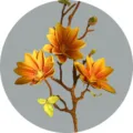 New Chinese style artificial magnolia flower bouquet home living room decorative floral arrangement - Orange