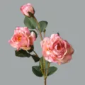 Vintage pink artificial peony flower branch, realistic fake floral home decor item. - Pink