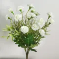 Bouquet de fleurs de simulation d'œillet blanc artificiel à dix-huit têtes pour décoration de table - Blanc