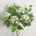Artificial snowball flower bouquet faux hydrangea for home hotel dining table decor - White
