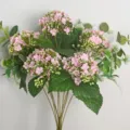 Artificial pink hydrangea bouquet fake flowers home decor table flower arrangement wedding floral - Pink