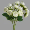 White 15-head artificial camellia flower bouquet for home decor tabletop floral arrangement. - White