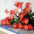 Red artificial daisy flowers 24 heads faux chrysanthemum for home decor photography props - Red