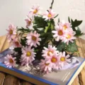 Artificial pink daisy flowers bouquet, 24 heads faux daisy for home decor photography props. - Pink