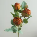 European style single branch artificial rose fake flower for living room home decor - Orange