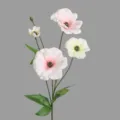 Artificial ranunculus flower branch for home decor, elegant pink floral arrangement piece. - Pink