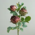 European single branch artificial rose fake flower for home living room decor floral arrangement. - Purple